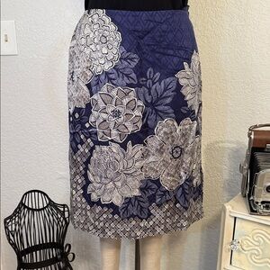 Talbots Purple and White Floral Pencil Skirt